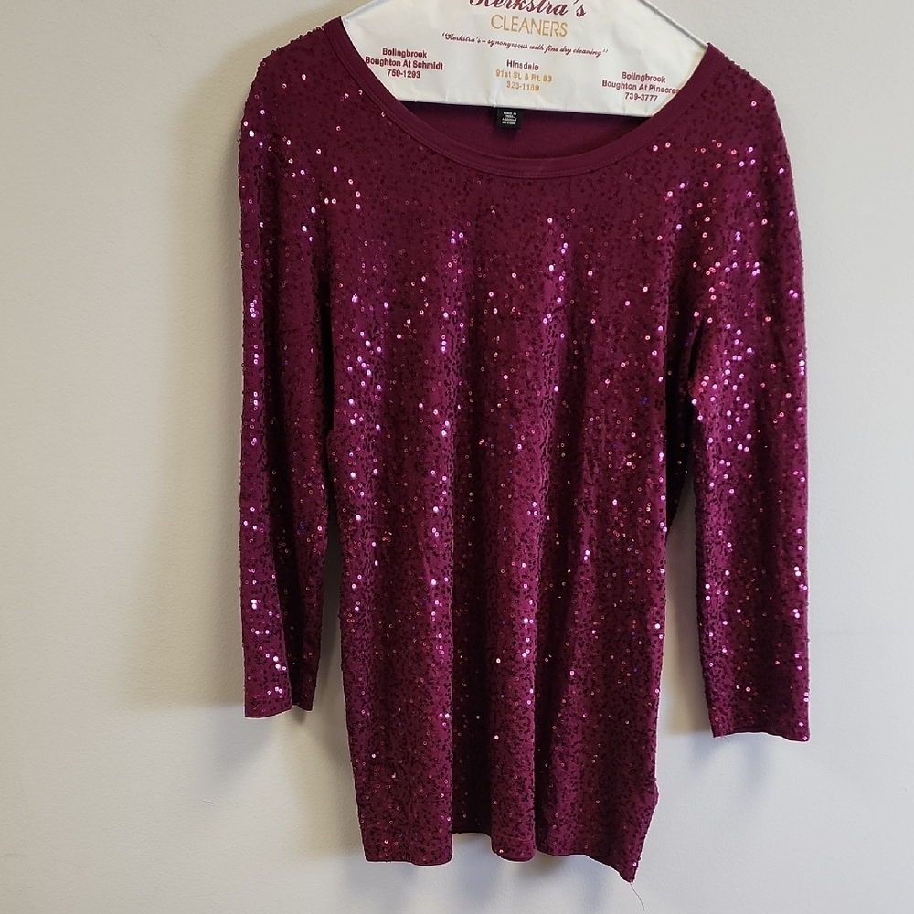 DKNY Sparkling Magenta Long Sleeve Top